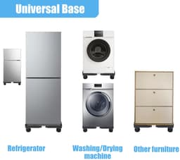 Universele Verhoogde Onderzetter - Voor Mini Koelkast, Wasmachine & Droger | 4 Sterke Poten + Hoogte Verstelbaar (42-63cm) | Zwart | Trillingsdempend — thumbnail 4