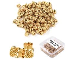 Allecto Plus - 120 stuks 3D Printing Messing Moeren M25x35x4mm Threaded Heat Set Inserts - Gekartelde Warmte-inbedding Moeren - 3D Printing Onderdelen - Automotive Kunststof Behuizing.