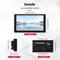 Boscer Autoradio 2DIN Universeel – 8-Core, 4+64GB – Android 15 – Draadloze Apple CarPlay & Android Auto – 7 Inch HD IPS Touchscreen – Interne Koeling – GPS Navigatie – Bluetooth, USB, WiFi & MP5 – Achteruitrijcamera & Microfoon — thumbnail 4