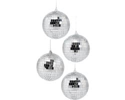 KIMU® 4x Discobal Ø 10 cm Klein - Discobol Spiegelbol Glitterbol Glitter Spiegeltjes Disco Bal Bol Decoratie Planeet Kerstbal Kerstballen Festival