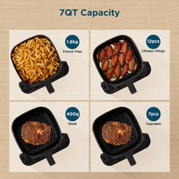 Midea Air fryer MF-CY70K - Hete lucht friteuse - 7L Capaciteit - HeatXpress Technologie - 90% Minder Olie - Energie en Tijdsbesparing met 7 Voorinstellingen - Transparante klep - Verlicht - Antiaanbaklaag, Zwart — thumbnail 6