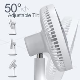 RFWR® Draagbare USB Tafelventilator 6 inch - 4000mAh Oplaadbaar, Stil met 4 Snelheden voor Huis en Camping — thumbnail 4