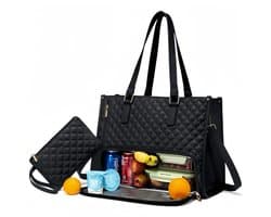 Dameslunch-handtas - Thermische lunchzak - handtas - koeltas - 15,6 inch laptop-werk tas - Handtas met koelbox - Laptop-tas met meerdere compartimenten