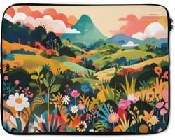 Laptophoes 17 inch - Zonlicht - Heuvels - Wolkenlucht - Laptop sleeve - Binnenmaat 41x28 cm - Zwarte achterkant