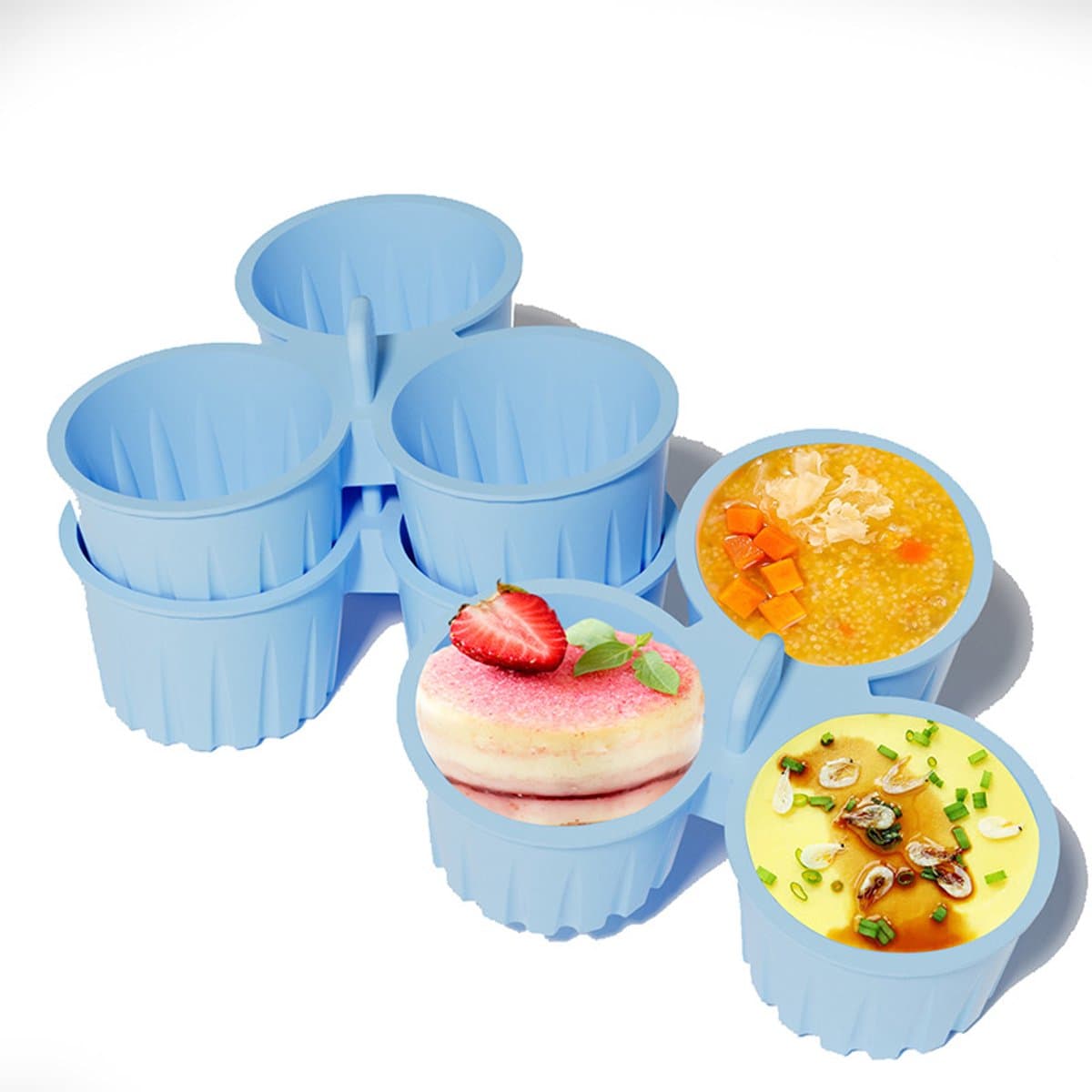 Eierkoker - Eierkoker - Siliconen airfryer-bakvormpjes - Siliconen bakvormpjes - Gemakkelijk schoon te maken - Blauw — afbeelding 1