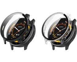 Strap-it TPU Case (Transparant) + TPU Case (Zwart) - Geschikt voor Garmin Venu 3S - Beschermende Hoes - Schermbeschermer - Duurzame Bescherming & Schokbestendigheid - Bundel