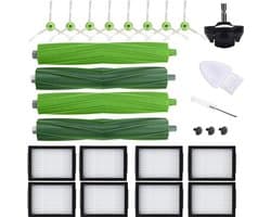Geschikt voor - iRobot Roomba i7+ E5 E6 J7 combo i5 J5+, 4 hoofdborstels, 8 HEPA-filters, 8 zijborstels, 1 voorwiel