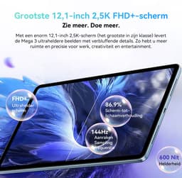 Blackview MEGA 3 Tablet - Android 15 - 12.1 Inch - 36GB RAM - 256GB ROM - Dual 4G LTE - 8800mAh - Grijs — thumbnail 3