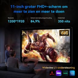 KINGRID T90 Tablet - 11 inch - 24GB RAM+128GB ROM - 8000mAh - Android 16 - Gaming Tablet - Met Toetsenbord - Hoes - Stylus - Muis - Gemini AI - Widevine L1 - GPS - Grijs — thumbnail 10