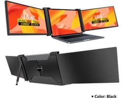 Virello® Portable Monitor Pro 2025 - 2x Full‑HD IPS 15,6″ scherm - Voor Laptops van 15.6" t/m 18.1" - Laptopscherm uitbreider - USB-C/USB-A & HDMI - Inclusief Hoes & Kabels - Zwart - 2 jaar garantie