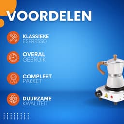 Espresso Tavien - koffiemaker - Wit - Percolator - Moka pot - Met Koffiemolen - Camping en thuisgebruik — thumbnail 3