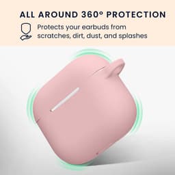 kwmobile Hoesje voor Apple Airpods 4 Case met Polsbandje – Siliconen Beschermhoes met Sleutelhanger – Hoofdtelefoonhoesje in oudroze / roze grapefruit — thumbnail 5