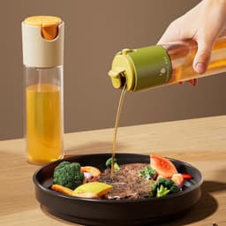 Daity glazen oliesprayfles300 ml - 2-in-1 keukenoliedispenser - heldere oliesprayfles voor keuken - airfryer - grill - bakken en koken ( 2-pack，wit en groen) — thumbnail 3