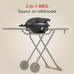 KitchenBrothers Elektrische BBQ - Opvouwbaar - Barbecue met Wielen - Anti-aanbaklaag - Zijtafels - tot 250°C - 2400W - Zwart — thumbnail 3