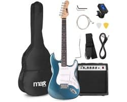 Elektrische gitaar met gitaar versterker - MAX Gigkit - 4/4 - Perfect voor beginners - incl. gitaar stemapparaat, gitaartas en plectrum - Petrol