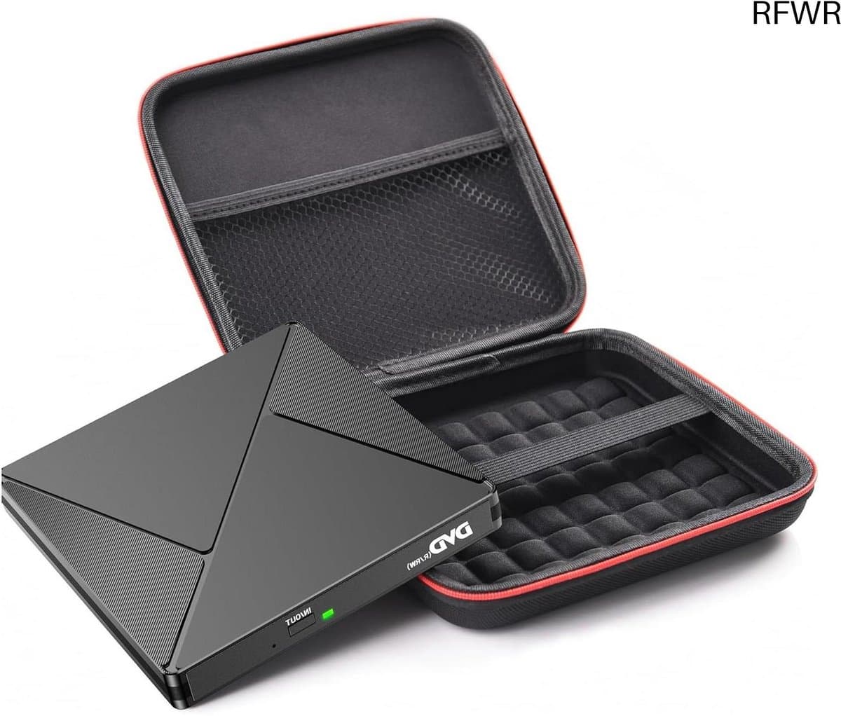 RFWR® Extern CD/DVD-station met USB 3.0 en opbergtas voor laptop en desktop — afbeelding 1