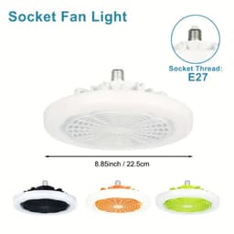 Bovista Plafondventilator - Met Verlichting - Plafond Ventilator - Met Lamp - Plafonniere Met Ventilator - Met Licht - Wit - 22.5cm — thumbnail 3