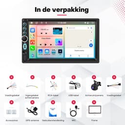 Boscer Autoradio 2Din Universeel - Android 15 - Apple Carplay & Android Auto (Draadloos) - 7 Inch HD Touchscreen - 4+64GB - GPS Navigatiesysteem - USB, USB-C, Aux, SD, WiFi, Bluetooth - MP5 - Achteruitrijcamera & Microfoon — thumbnail 5
