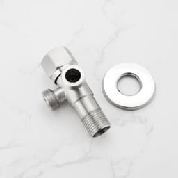 JGS Premium - Dubbele hoekventielen van roestvrij staal - Set van 2 - Voor wasmachine en boiler - Zilverkleurig - Installatie van 1 inlaat en 2 uitgangen — thumbnail 5