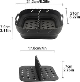Siliconen bakvorm voor airfryer - geschikt voor 55 l en 62 l - accessoires met scheidingswanden - heteluchtfriteuse-accessoires - zwart. — thumbnail 11