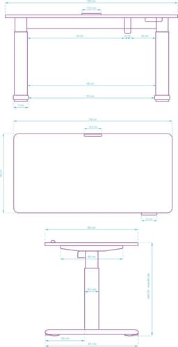 Elektrisch verstelbaar bureau voor kinderen en jongeren 120x60 cm – hoogte 55–81 cm, Ultradesk PULSAR, in hoogte verstelbaar kinderbureau, groeit mee met kind, ergonomisch studiebureau, wit — thumbnail 2