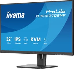 Iiyama ProLite XUB3297QSNP-B1 IPS-technologiepaneel met RJ45 (LAN), KVM-switch en USB-C-dock met 95 W stroomvoorziening, 81,3 cm QHD, zwart — thumbnail 1