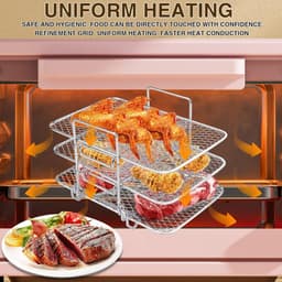 Geschikt voor Airfryer-rekken- Airfryer-accessoires 3 rekken- Airfryer-rek met dubbele mand 304 roestvrij staal keukenaccessoires voor airfryer- geschikt voor airfryers met dubbele mand (19-3 * 12-3 * 11-5 cm) — thumbnail 3
