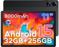DOOGEE Tab G6+-Tablet-Android 15-11 inth FHD+ 90Hz- 4G LTE-32GB ROM+256GB ROM（2TB TF）-Unisoc T7280-8000mAh/18W-Dubbele luidsprekers-Widevine L1-Face ID-Zwart