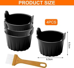 4pcs Silicone Moulds - Air Fryer Nonstick Oven Moulds - Keuken Accessoires - Herbruikbare Silicone Insert Pot Liner voor Baking Pudding en Eieren — thumbnail 7