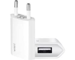 WiseQ USB Adapter - USB Stekker - Universele Adapter - Geschikt voor iPhone & Samsung - 5W/1A - Wit
