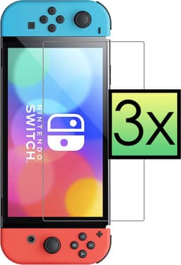 Screenprotector Geschikt voor Nintendo Switch Bescherm Glas Screen Protector - 3 PACK — thumbnail 1