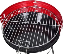 VAGGAN - Houtskoolbarbecue Ø33 cm - Verstelbare Grill BBQ - Halfopen | Zwart/Rood — thumbnail 2