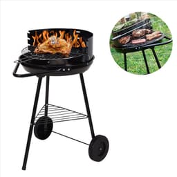 Barbecue - BBQ - Rond - Half open - Verrijdbaar - 41,5x70x41,5cm - Zwart grijs — thumbnail 5