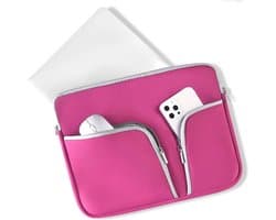 Laptophoes 13 tot 14 inch - Roze - Laptoptas Dames - Waterafstotend - Tas Voor Laptop 13,3 Inch - Hoes met Ritssluiting