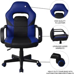 Gamestoel Thomas junior - bureaustoel gaming stijl - hoogte verstelbaar - zwart blauw — thumbnail 5