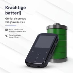 Quretto - MP3 Speler met Touchscreen en Bluetooth - Met clip - Voice Recorder - Met FM radio - Incl. Oordopjes - inclusief 64 GB SD kaart — thumbnail 5