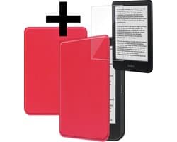 Hoes Geschikt voor Kobo Clara BW - E-reader Bescherm Hoesje Case Sleep Cover Met Screenprotector - Hoes Geschikt voor Kobo Clara BW Hoesje - Rood