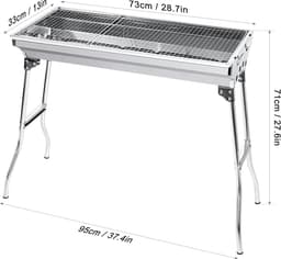 Houtskoolbarbecue, campinggrill, houtskool, opvouwbare grill, draagbare grill, voor camping, tuin, picknick, feest, 73 x 33 x 71 cm, voor 5-10 personen — thumbnail 5
