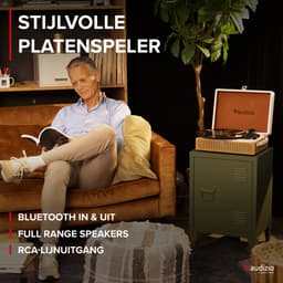 Bluetooth platenspeler met speakers - Audizio RP119 - Model 2025 - Retro platenspeler - Goud/Wit — thumbnail 2