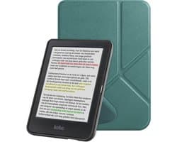 Hoes Geschikt voor Kobo Clara Colour Hoesje Bookcase Cover Book Case Hoes Sleepcover Trifold - Donkergroen