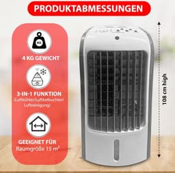 airconditioning zor Alpina Mobiele airconditioning, zonder afvoerslang, met afstandsbediening, timer, 7,5 uur, 60 dBA, 2-in-1 luchtkoeler, luchtbevochtiger, mobiele ventilator met waterkoeling, mobiele — thumbnail 3