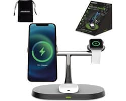 Phonebuddy 3-in-1 Qi Magsafe draadloze oplader - 15W - Oplaadstation - Zwart - iPhone - Apple Watch - AirPods - iOS & Android