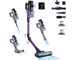 Stofzuiger 500 W draadloos - looptijd 80 min - touchscreen - anti-klitborstel - auto huis