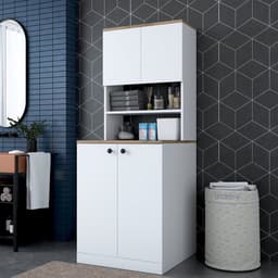 KD102 Wasmachinekast | 100% MELAMINE | Wit, Walnoot - Emob - wasmachinekast_enkel - Wit - Spaanplaat — thumbnail 1