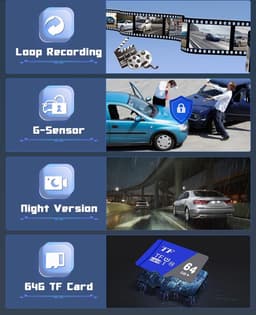 Dual Dashcam - Dashcam Voor en Achter - Auto Camera Dashcam - Dashcam Auto - Dual Dashcam voor Auto — thumbnail 2