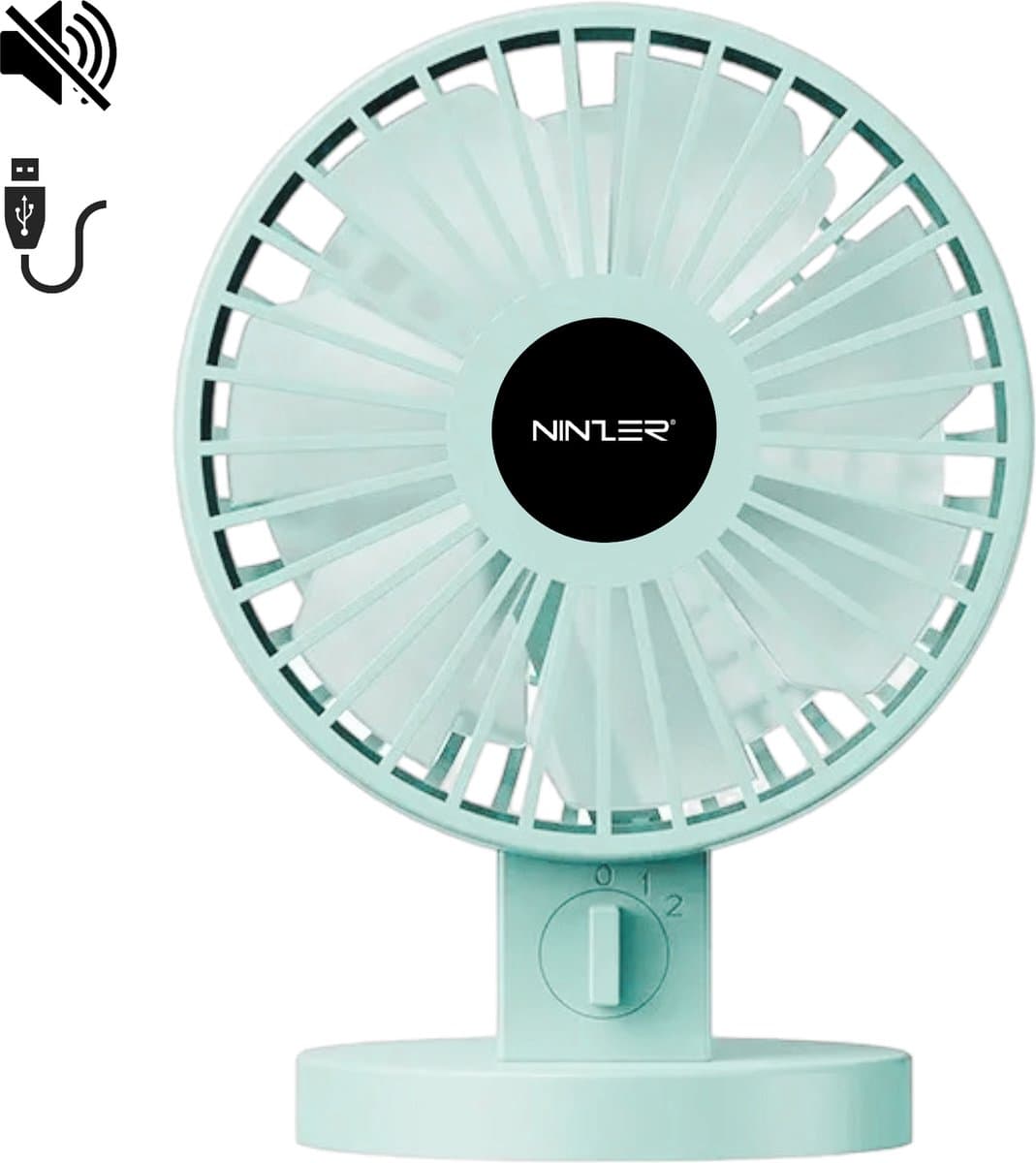 Ninzer Mini Ventilator USB - Stille Mini USB-Ventilator - Tafelventilator & Bureau Ventilator - Compact, Stil & Krachtig - Blauw — afbeelding 1
