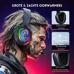 StayPowered RGB Gaming Headset - Ultiem Geluid voor Top Gamers - Ergonomisch Ontwerp - Ruisonderdrukkende Microfoon - Brede Compatibiliteit - Gemakkelijke Bediening - RGB Verlichting - Zwart - Levering Sneller dan Aangegeven! — thumbnail 4