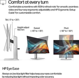 HP Series 7 Pro 724pn - WUXGA 100hz Monitor - 16:10 - 24 inch - Zilver, Zwart — thumbnail 2