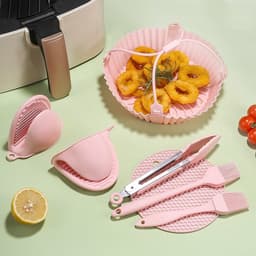 Airfryer siliconen bakje - 7 stuks - Airfryer accessoires - Vaatwasser veilig - BPA-vrij - roze — thumbnail 4