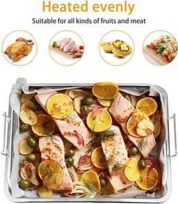 Rvs Crisper Lade en Mand 13 "x9.6 "x3.1" Oven Air-Fryer Pan Mesh Basket Set - Bakken Krokante Kip Frieten Ui Ringen cooling rack — thumbnail 8